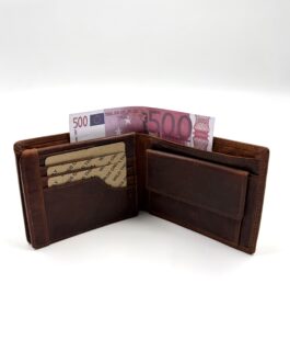Голям мъжки портфейл от естествена маслена кожа в кафяво 5-401