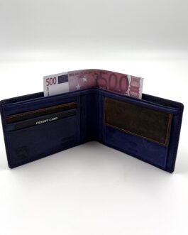 Мъжки портфейл от естествена кожа Хънтър в синьо и кафяво 10-985