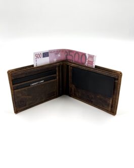 Мъжки портфейл от естествена кожа Хънтър в кафяво и черно 10-985