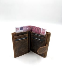 Компактен дамски портфейл на цветя от естествена кожа в кафяво 10-643