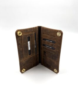 Вертикален мъжки портфейл от естествена кожа в кафяво 10-363