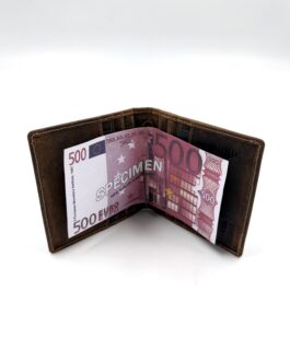 Портфейл с щипка от естествена Хънтър кожа в кафяво 10-942