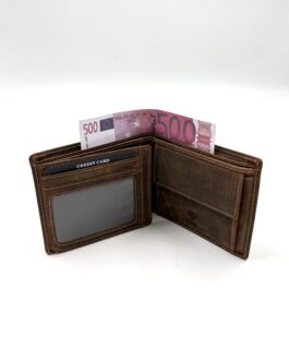 Мъжки портфейл от естествена кожа Хънтър в кафяво 10-665