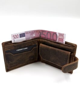 Мъжки портфейл от естествена кожа Хънтър в кафяво 10-387