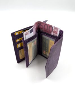 Дамски портфейл от естествена хънтър кожа в лилаво 5013